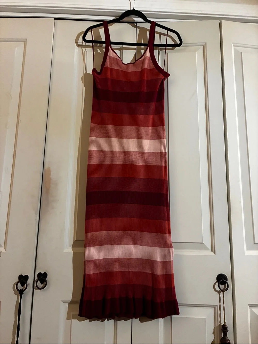 Banana Republic Ribbed Midi Skirt Dress - Red & Pink Stripes